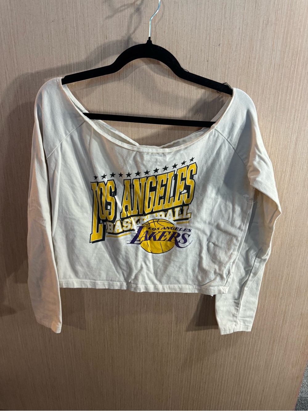 NBA X Ultra Game Los Angeles Lakers Cream Cropped Long-Sleeve Top Size XL